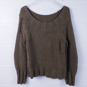 Free People Beachy Off Shoulder Slouch Sweater OB516148 Green Size Medium